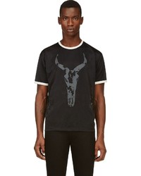 Мужская черно-белая футболка с круглым вырезом в сеточку с принтом от Marc by Marc Jacobs