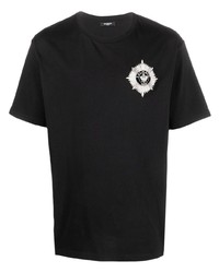 Мужская черно-белая футболка с круглым вырезом с вышивкой от Balmain