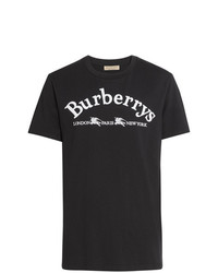 Мужская черно-белая футболка с круглым вырезом с вышивкой от Burberry