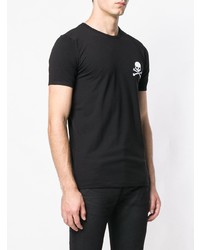 Мужская черно-белая футболка с круглым вырезом с вышивкой от Philipp Plein