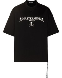 Мужская черно-белая футболка с круглым вырезом с вышивкой от Mastermind Japan
