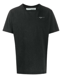 Мужская черно-белая футболка с круглым вырезом с вышивкой от Off-White