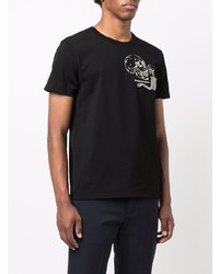 Мужская черно-белая футболка с круглым вырезом с вышивкой от Alexander McQueen