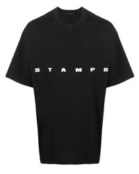 Мужская черно-белая футболка с круглым вырезом с вышивкой от Stampd