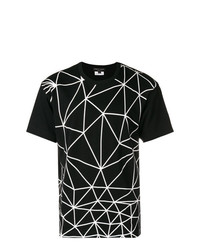 Мужская черно-белая футболка с круглым вырезом с геометрическим рисунком от Comme Des Garcons Homme Plus