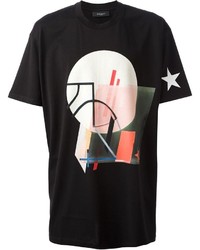 Мужская черно-белая футболка с круглым вырезом с геометрическим рисунком от Givenchy