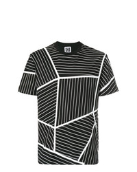 Мужская черно-белая футболка с круглым вырезом с геометрическим рисунком от Les Hommes Urban