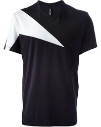 Мужская черно-белая футболка с круглым вырезом с геометрическим рисунком от Neil Barrett