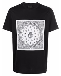 Мужская черно-белая футболка с круглым вырезом с "огурцами" от Billionaire