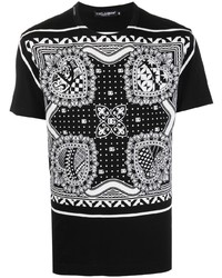 Мужская черно-белая футболка с круглым вырезом с "огурцами" от Dolce & Gabbana