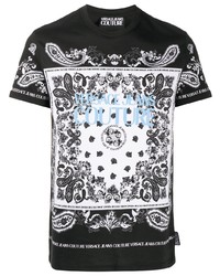 Мужская черно-белая футболка с круглым вырезом с "огурцами" от VERSACE JEANS COUTURE