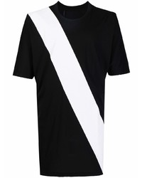 Мужская черно-белая футболка с круглым вырезом с принтом от 11 By Boris Bidjan Saberi