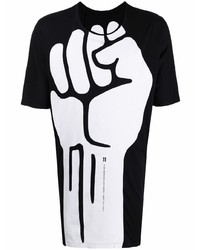 Мужская черно-белая футболка с круглым вырезом с принтом от 11 By Boris Bidjan Saberi