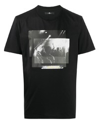 Мужская черно-белая футболка с круглым вырезом с принтом от 7 For All Mankind