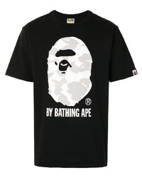 Мужская черно-белая футболка с круглым вырезом с принтом от A Bathing Ape