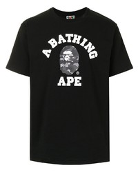 Мужская черно-белая футболка с круглым вырезом с принтом от A Bathing Ape