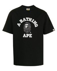 Мужская черно-белая футболка с круглым вырезом с принтом от A Bathing Ape