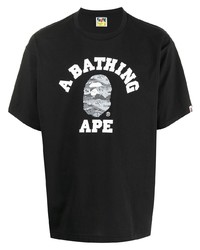 Мужская черно-белая футболка с круглым вырезом с принтом от A Bathing Ape