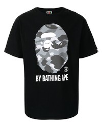 Мужская черно-белая футболка с круглым вырезом с принтом от A Bathing Ape