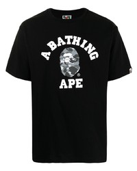 Мужская черно-белая футболка с круглым вырезом с принтом от A Bathing Ape