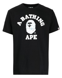 Мужская черно-белая футболка с круглым вырезом с принтом от A Bathing Ape