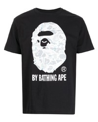 Мужская черно-белая футболка с круглым вырезом с принтом от A Bathing Ape