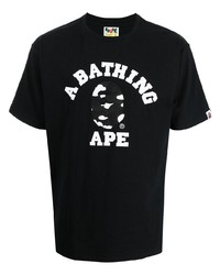 Мужская черно-белая футболка с круглым вырезом с принтом от A Bathing Ape