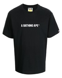 Мужская черно-белая футболка с круглым вырезом с принтом от A Bathing Ape