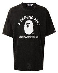 Мужская черно-белая футболка с круглым вырезом с принтом от A Bathing Ape