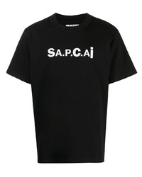 Мужская черно-белая футболка с круглым вырезом с принтом от A.P.C.