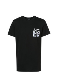 Мужская черно-белая футболка с круглым вырезом с принтом от A.P.C.