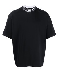 Мужская черно-белая футболка с круглым вырезом с принтом от Acne Studios