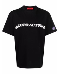 Мужская черно-белая футболка с круглым вырезом с принтом от ACUPUNCTURE 1993
