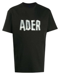 Мужская черно-белая футболка с круглым вырезом с принтом от Ader Error