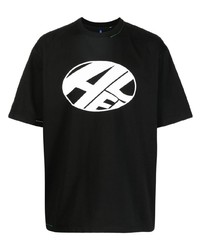Мужская черно-белая футболка с круглым вырезом с принтом от Ader Error