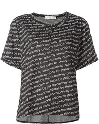 Женская черно-белая футболка с круглым вырезом с принтом от adidas by Stella McCartney