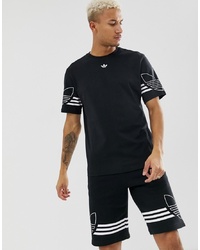 Мужская черно-белая футболка с круглым вырезом с принтом от adidas Originals