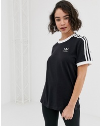 Женская черно-белая футболка с круглым вырезом с принтом от adidas Originals