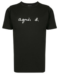 Мужская черно-белая футболка с круглым вырезом с принтом от agnès b.
