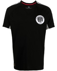 Мужская черно-белая футболка с круглым вырезом с принтом от Alpha Industries
