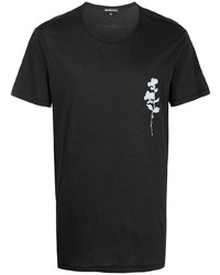 Мужская черно-белая футболка с круглым вырезом с принтом от Ann Demeulemeester