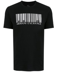 Мужская черно-белая футболка с круглым вырезом с принтом от Armani Exchange