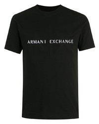 Мужская черно-белая футболка с круглым вырезом с принтом от Armani Exchange