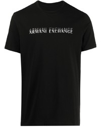 Мужская черно-белая футболка с круглым вырезом с принтом от Armani Exchange