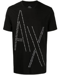 Мужская черно-белая футболка с круглым вырезом с принтом от Armani Exchange