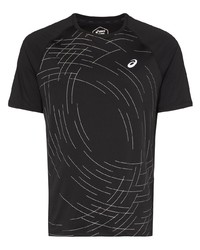 Мужская черно-белая футболка с круглым вырезом с принтом от Asics