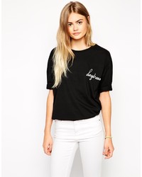 Женская черно-белая футболка с круглым вырезом с принтом от Asos