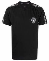Мужская черно-белая футболка с круглым вырезом с принтом от Automobili Lamborghini
