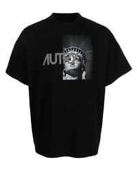 Мужская черно-белая футболка с круглым вырезом с принтом от AUTRY