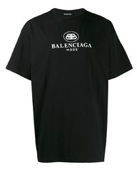 Мужская черно-белая футболка с круглым вырезом с принтом от Balenciaga